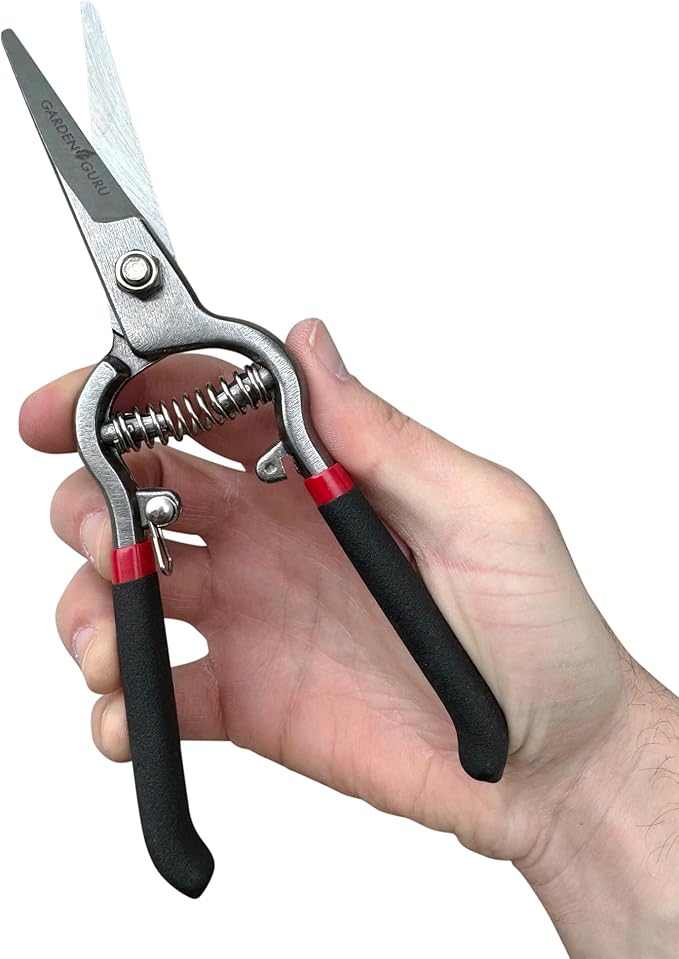 GARDEN GURU Classic Bypass Pruning Shears Clippers – Heavy Duty Forged Steel Garden Pruners – Safety Lock – Non Slip Comfort Grips – Cuts up to 1” Diameter – Professional Bypass Pruners (4 Pack)