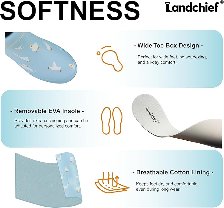 landchief Rain Boots for Women, Waterproof Ladies Tall Knee High Rubber boots,Comfort Garden Boots Anti-Slip Mid Heel Women Rain Shoes Outdoor