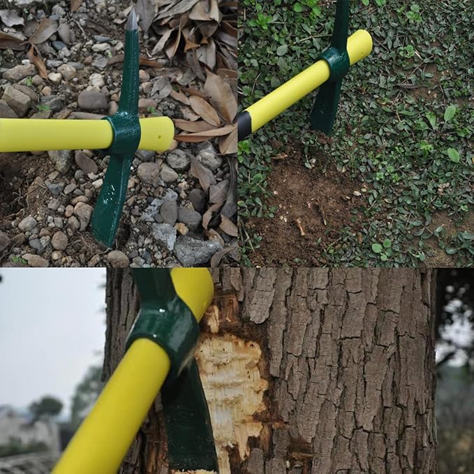 18 Inches Steel Forged Pickaxe, Sturdy Durable Mattock Hoe, Weeding Pick Axe with Lightweight Plastic Coated Fiberglass Handle Suitable for Digging, Weeding, Gardening, Camping