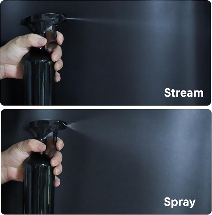 OFFIDIX Glass Spray Bottles for Cleaning,16 OZ 2 Pack Continuous Empty Water Mister Spray Bottles for Hair,Plants Mister,Adjustable Nozzle,Black