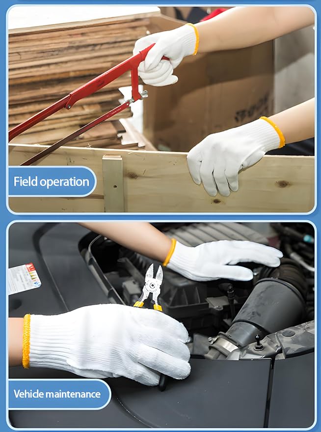 Unisex white cotton polyester knitted safety gloves,suitable for gardening,warehouse,cooking work-12/36/240 pairs