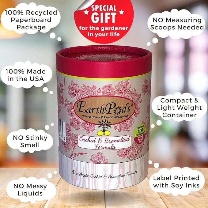 100 EarthPods - Bio Organic Orchid Fertilizer Spikes – Orchid Food Sticks – Premium Formula – Hand Made in USA