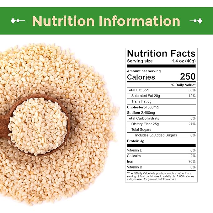 Sincerely Nuts Hulled Sesame Seeds A Heart Healthy Snack Rich in Fiber, Minerals Antioxidants Source of Plant Based Protein Gluten Free Kosher, Bulk 5LB Bag