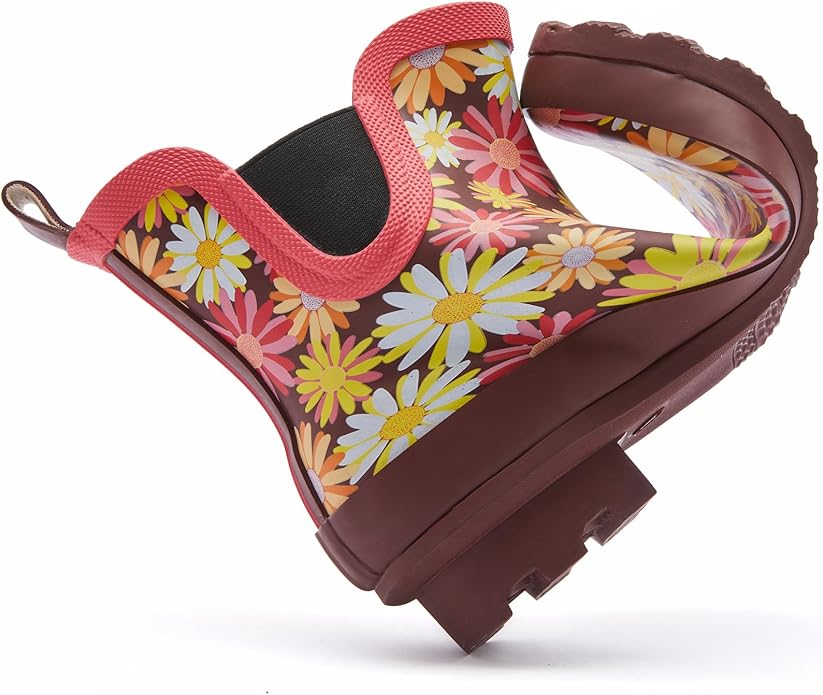 SWIFTFROG Rain Boots for Women - Waterproof Ankle Garden Shoes Anti-Slipping Floral Printed Rainboots for Ladies Stylish Light Ankle Rain Shoes, Women's Rain Footwear