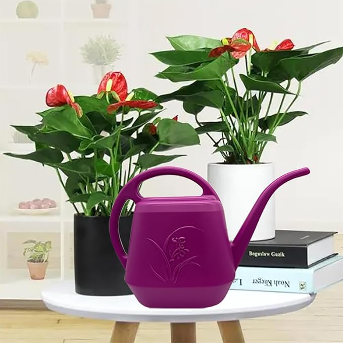 Plant Watering Can - 1 Gallon - Rose Red - with Long Spout for Indoor and Outdoor Plant Garden