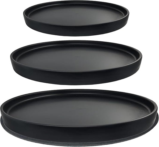 Ceramic Plant Saucer Pot Tray 6, 8, 10 Inch Black, Planter Saucers for Indoors Outdoor, Durable Sturdy Flower Drainage drip Water Tray for Glazed Pots Base