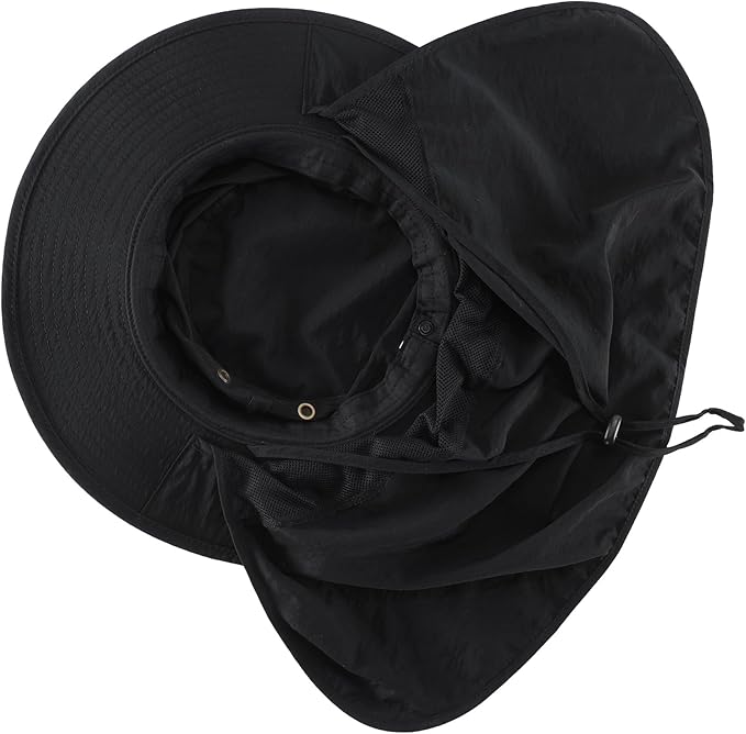 Home Prefer UPF50 Mens Sun Hat with Neck Flap Quick Dry UV Protection Cap Womens Wide Brim Fishing Hat Neck Flap Beach Garden