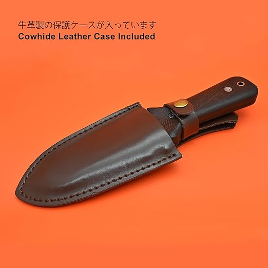 TONMA Hori Hori Garden Knife [Made in Japan] Heavy Duty Stainless Steel Japanese Hori Knife with Sheath Garden Tools, Natural Wenge Wood Handle, Full Tang, 5.5-Inch Blade