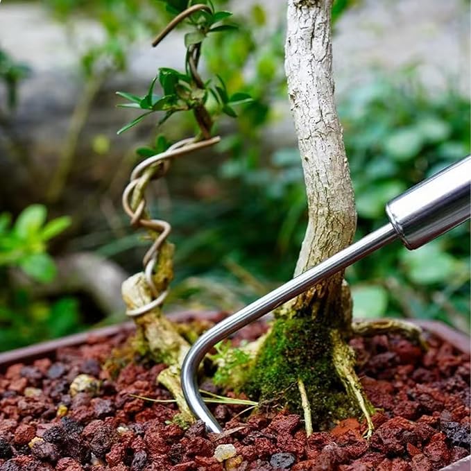 3 Pcs Stainless Steel Mini Garden Tools Set Small Tiny Shovel Trowel Root Extractor Hand Rake Indoor Outdoor Gardening Tools for Pot Plants Succulent Bonsai