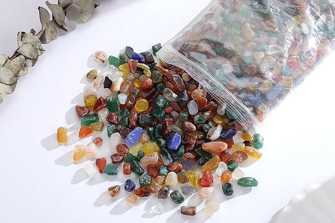 QINJIEJIE 0.9Lbs Multicolor Agate Rocks for Plant Decorative Succulent Pebbles Bulk Stones Terrarium Sand Small Turtle Rocks Fish Tank Decor Crystal Chips Aquarium Gravel Vase Filler for Planter