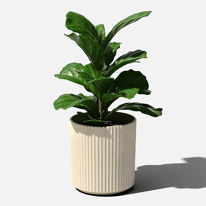 Veradek Demi Series Round Planter for Porch, Patio, Backyard | Durable Plastic-Concrete Material | Modern Décor for Tall Plants, Flowers