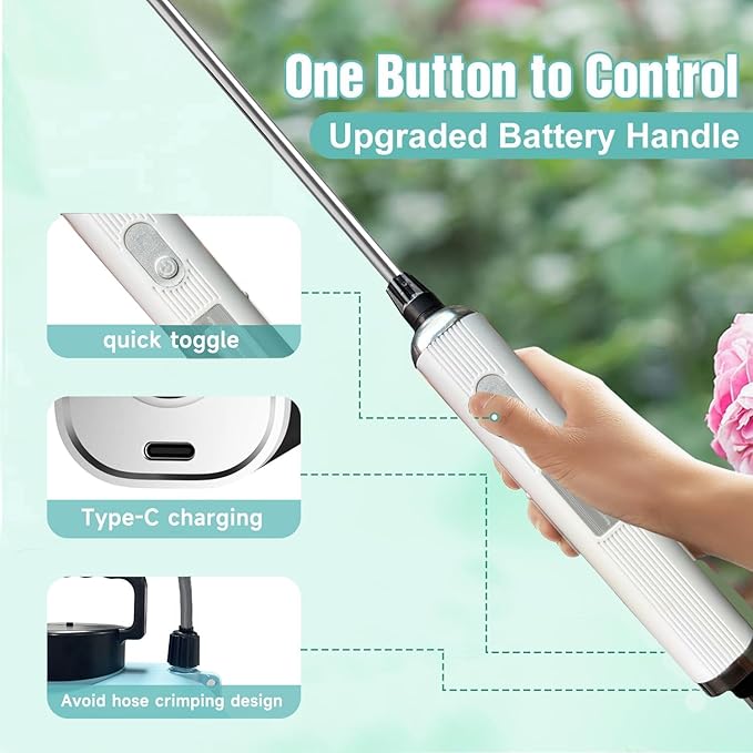 2025 New 7.4V Powerful Electric Sprayer with Waterproof Handle, USB Charging, 6 Spray Heads, 2.1 gallons, Adjustable Rod and Shoulder Strap, Suitable for Gardens, lawns, etc., Lasts About 3 Hours