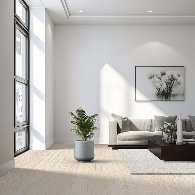 Kante 11.6" Dia Round Concrete Planter, Outdoor Indoor Large Plant Pots Containers with Drainage Hole and Rubber Plug for Home Garden Patio, Gray Concrete