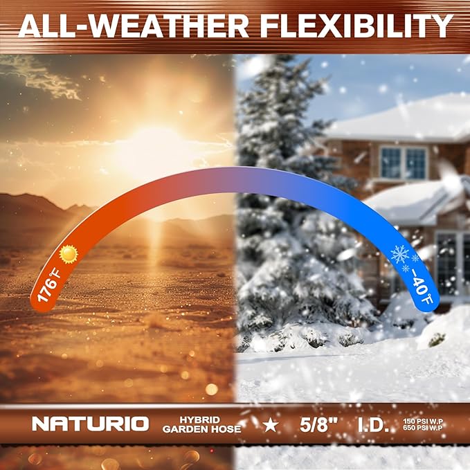 Short Leader Garden Hose 5/8" x 15ft, No Kink Lightweight Water Hose, Hybrid Rubber, Heavy Duty, 650 Burst PSI, Female to Female Fittings