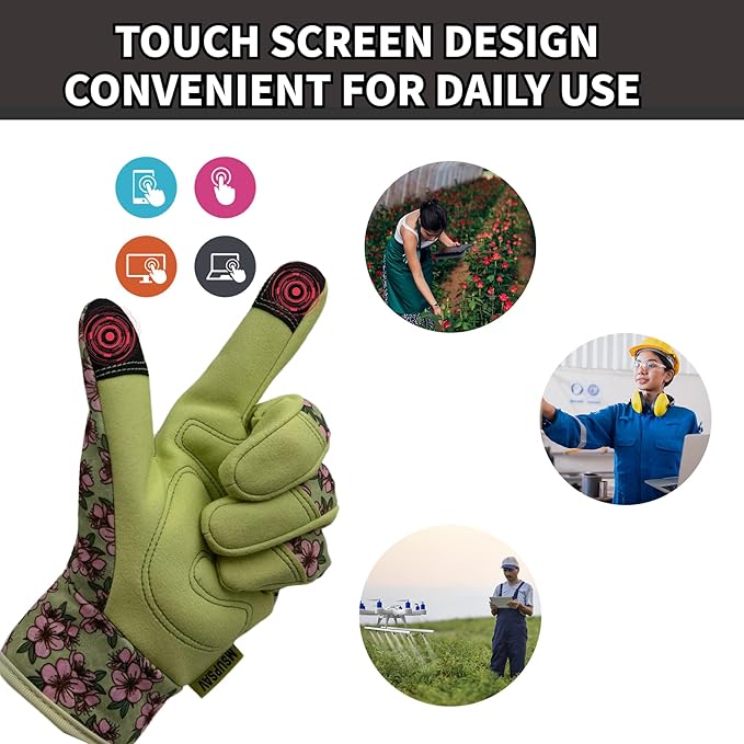 Thorn Proof&Puncture Resistant Gardening Gloves with Grip,Garden Glove for Women, Leather Yard Work Gifts