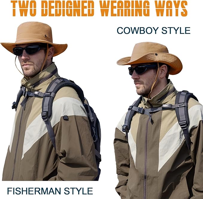 Sun Hats for Men Women Fishing Hat UPF 50+ Quick Dry Foldable Bucket Hat Adjustable Safari Hat for Beach Hiking