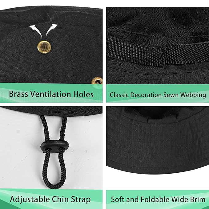 Sun Hats for Men Women Boonie Hat UPF 50+ Bucket Hat Wide Brim UV Protection Fishing Hiking Safari Outdoor Hats
