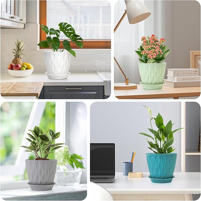 GARDIFE 7/6.5/6/5.5/5/4.5/4 inch Plant Pots, 7 Pack Flower Pots Indoor Outdoor, Planters with Drainage Holes and Tray Saucers (Color-Red)