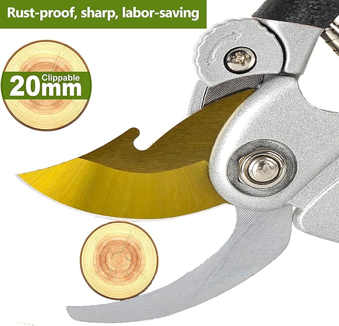 Ultra Sharp Germany Titanium Steel Pruning Shears - Cuts 3X Easier, Weak Hand Arthritis Snips, Rust-Resistant, Effortlessly 1-Inch Cut Capacity Garden Scissors, Ergonomic Handle (gt-o3, 1)