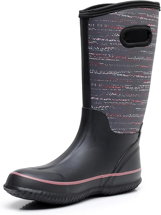 WTW Mid Calf Rain Boots for Women - Waterproof Insulated Neoprene Mud Boots Outdoor Hunting Garden Boots