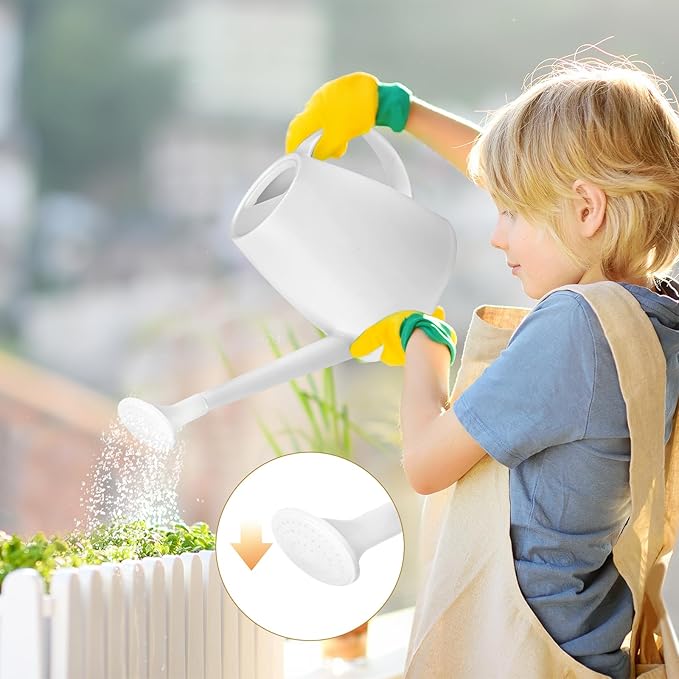 Plant Watering Can - for Home Plant Garden - 1/2 Gallon - White
