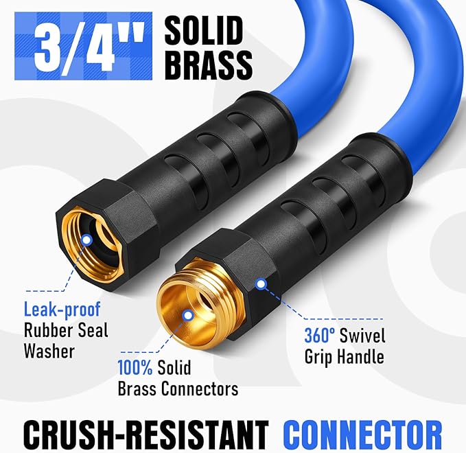 Heavy Duty Garden Hose 10 ft, Non-Expanding Flexible Water Hose, Kink Resistant Lightweight Hybrid Hose, Leakproof Hose Male to Female Fittings