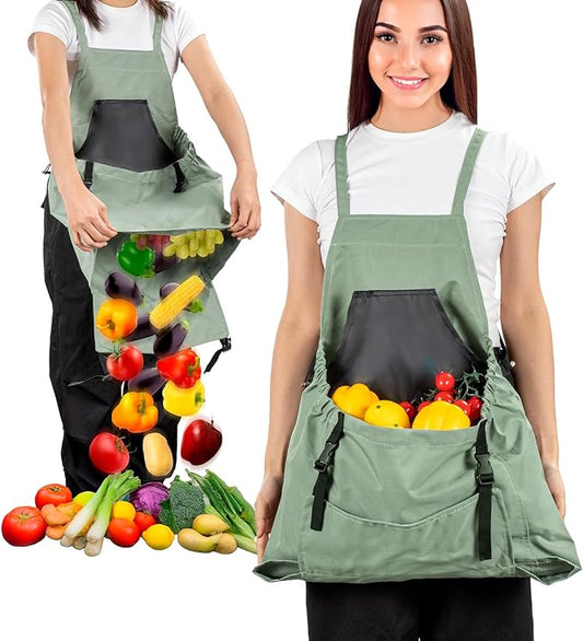 Harvesting Apron - Gardening Aprons with Pockets,with Pockets for Women & Men - Garden Apron 7 Pockets & Internal Drawstring Bag - Great Gift