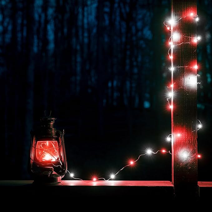 4 Pack Red and White Christmas String Lights, 20FT 60 LED Fairy Lights Battery Operated with Timer, Waterproof Christmas Tree Light for Outdoor and Indoor Bedroom Home Yard Patio Christmas Decorations
