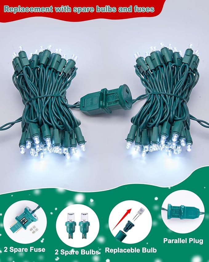 LED Christmas Mini String Lights, 14 Feet 50LEDs F5 Pure White Mini Lights, Connectable Christmas Tree Lights for Wreath Garland Holiday Party Wedding Outdoor Indoor Christmas Decoration, Green Wire