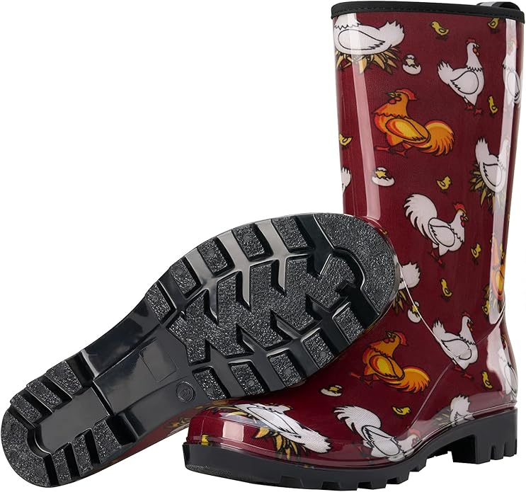 HISEA Women's Rain Boots Waterproof Mid Calf Garden Boots for Women