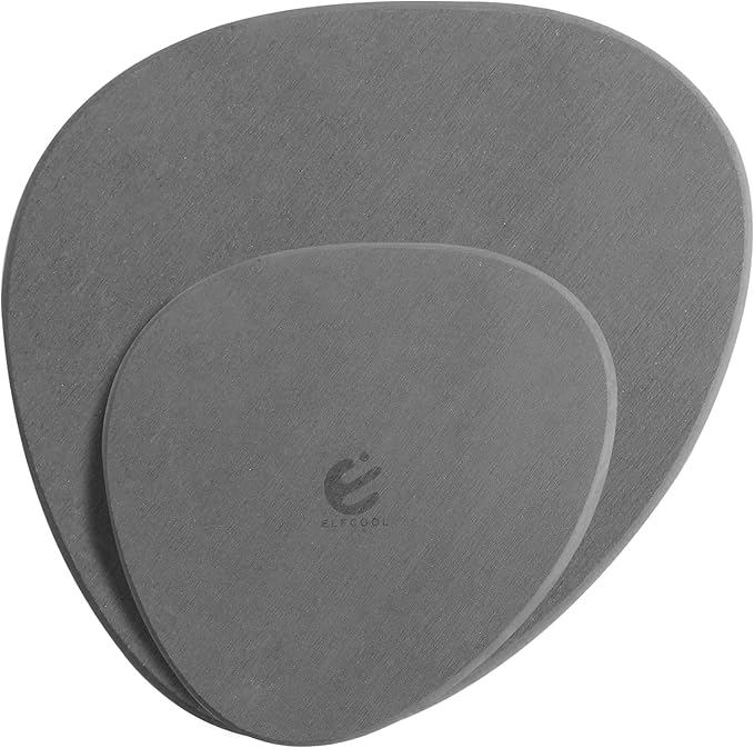 Elfcool Quick Dry Absorbent Flower Pot Saucer Dirp Tray Diatomaceous Earth Plant Mat for Indoor Outdoor Plants (8''&12''-Dark Grey-2pack)