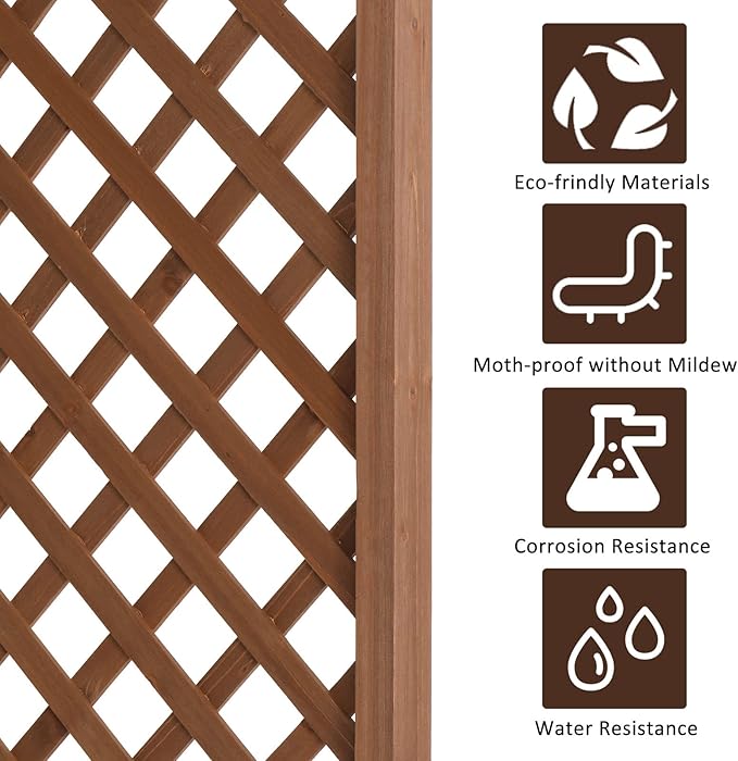 VINGLI Wood Garden Arbor, 85in Wedding Arch Garden Trellis for Plant Climbing, Pergola for Garden Backyard, Lawn (Dark Brown)