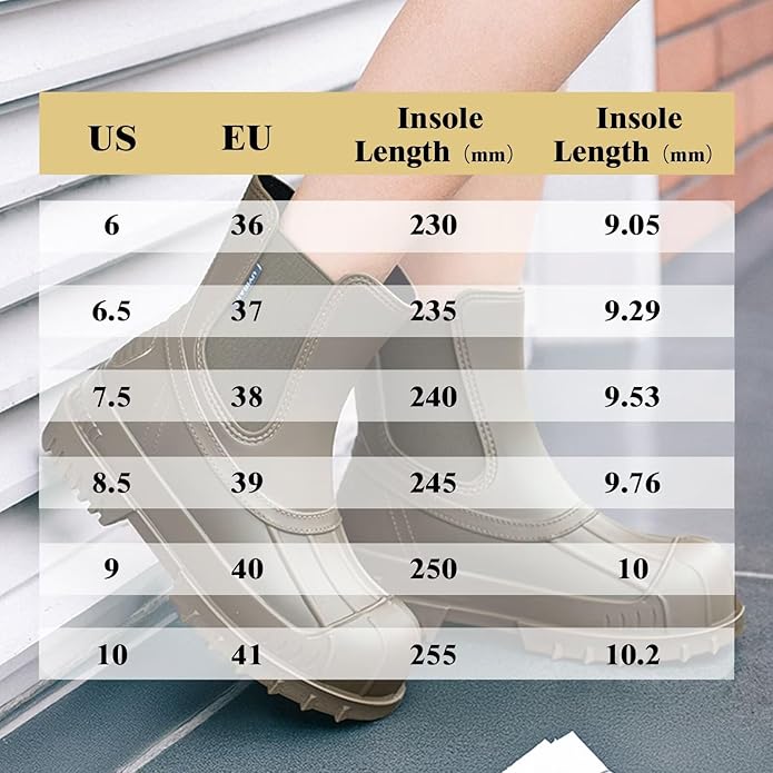 Short Rain Boots Women Waterproof Ankle Rainboots Fashion Chelsea Boots Non-Slip Garden Shoes for Outdoor Work Booties