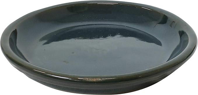 Sunnydaze 7-Inch Ceramic Plant Saucers - Plant Drip Trays for Outdoor Planter Flower Pot Drainage - Set of 2 - Forest Lake Green