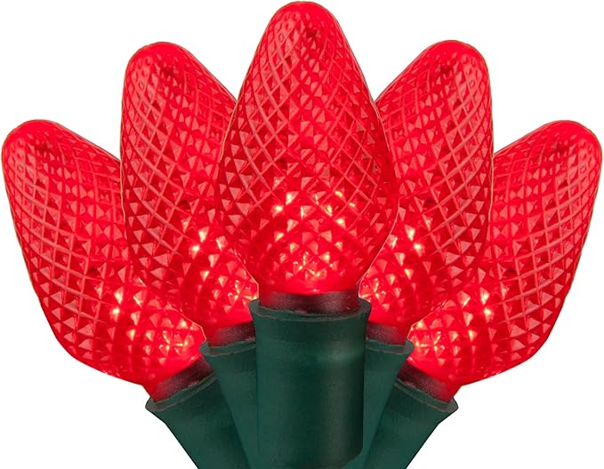 Wintergreen Lighting 25 C7 Red LED Christmas Lights, 17 Ft – Indoor Outdoor Red C7 String Lights for Christmas, Valentine’s Day, and Party Decor