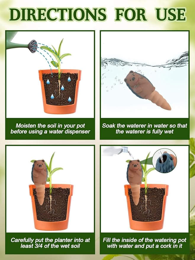 4Pcs Plant Watering Globes, Kalolary Hedgehog Shape Self Watering Spikes Terracotta Drip Water Stakes Irrigation Watering Bulbs for Pot, Indoor, Outdoor, Vacation