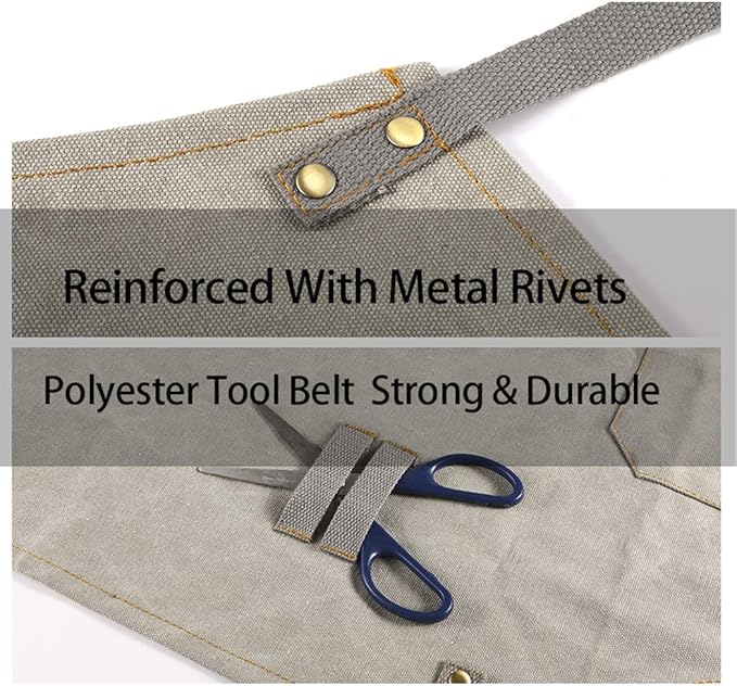 No-Tie Canvas Apron Heavy-Duty 16OZ Work Apron with Front Pocket Extra Long Straps Adjustable M–XXL