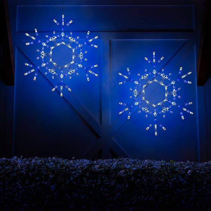 Kringle Traditions 36" Folding Blue and White Snowflake Decoration LED Lights, Large Decorations Outdoor Lights (36" Blue/Cool White Snowflake)