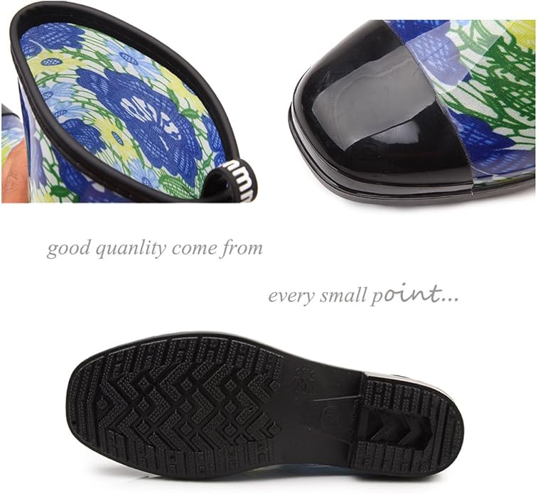 Women Half Calf Rubber Rainboots Leopard gerbera Red Floral Printed Waterproof Rubber Garden rain footwear