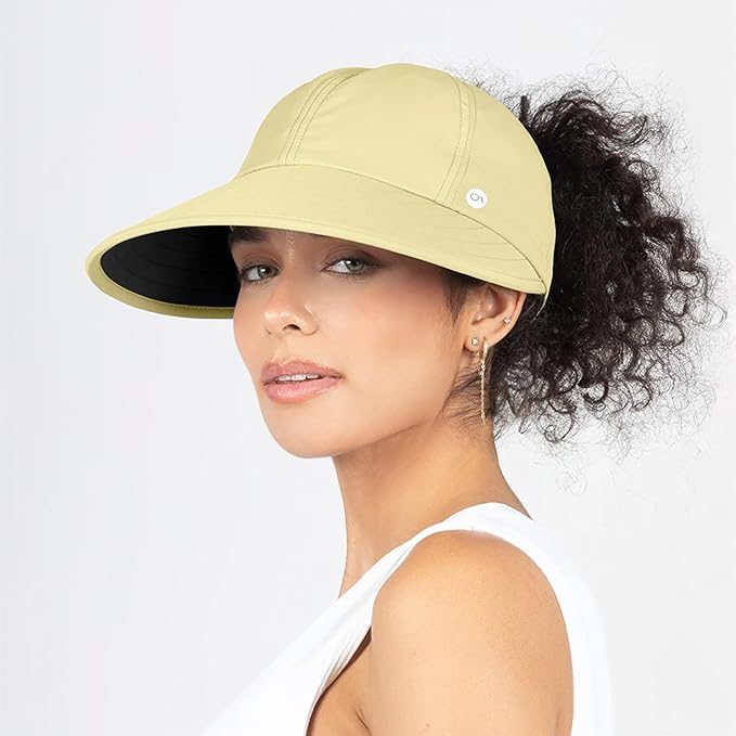 Ponyflo Sunblocker Wide Brim Hat - Oprah Awards Best Sun Hat - UV 50 Protection - Ponytail Sunhat for Women