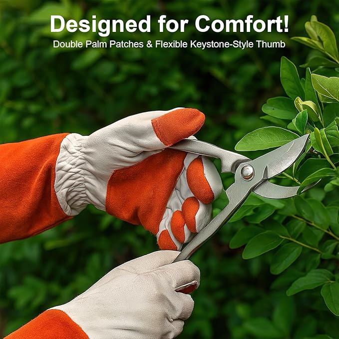 Leather Gardening Gloves for Women & Men – Thornproof & Puncture Resistant Cowhide Welding & Construction Work Gloves