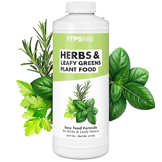 TPS NUTRIENTS Herb Plant Food for All Edible Herbs, Leafy Greens and Veggies, Liquid Houseplant Fertilizer, 32 oz (1 Quart)