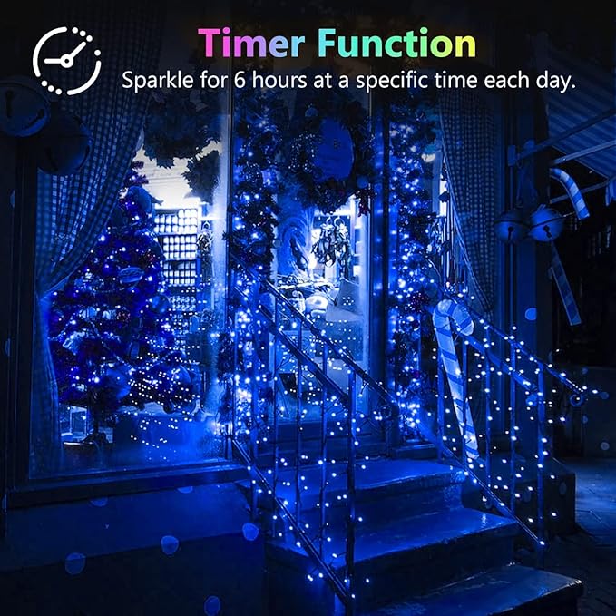 2 Pack 33FT 100LED Christmas Battery Operated Fairy Lights with Remote, Waterproof Battery Christmas Twinkle Light with Timer, String Lights for Bedroom Christmas Decorations (Blue)