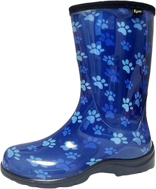Women's Rain Boots Waterproof Mid Calf Rubber Garden Boots for Women Outdoor Mud Work with Comfort Insole