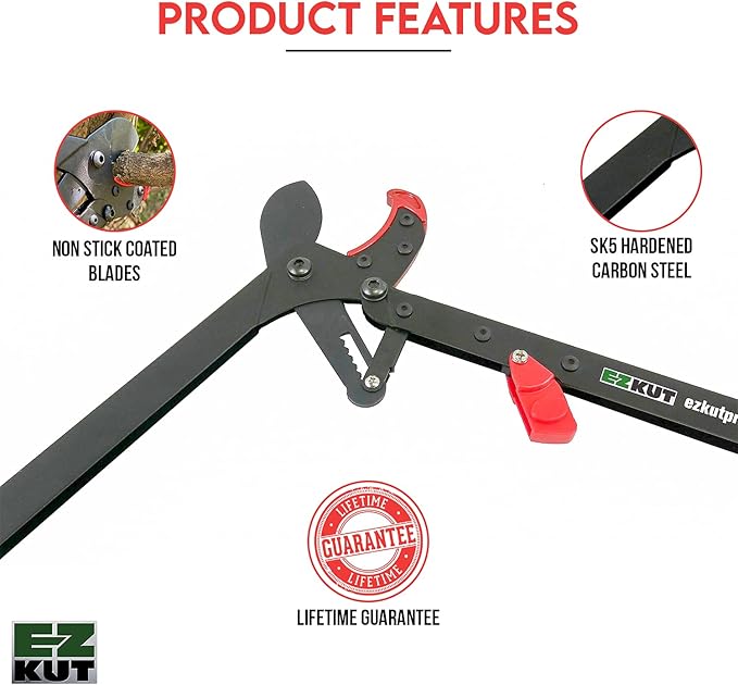 EZ Kut BranchCutter Anvil Loppers. Ratcheting Tree Cutter - Sub Compact Lightweight Packable Loppers best Tree Branch Cutter - Yard Tools Since 1988