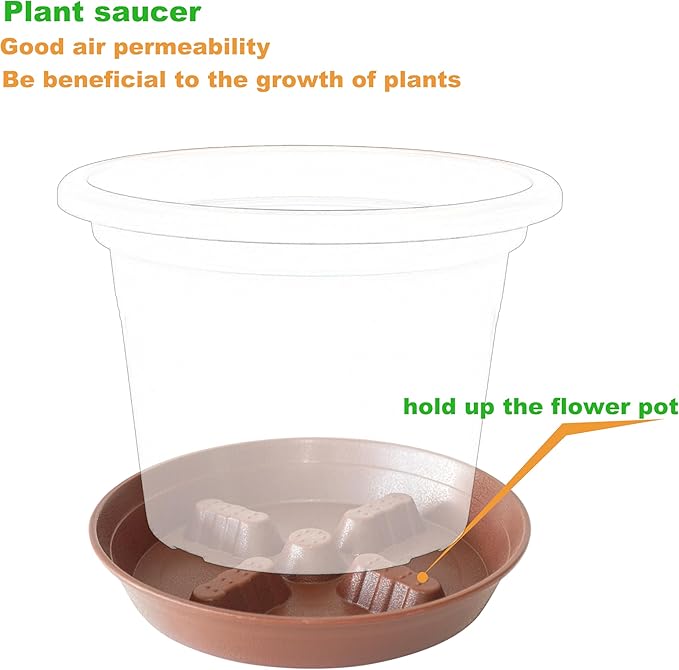 4 Pack Plant Saucer 8 inch, 10 12 14 17 inch, Plant Stand Plastic Plant Saucers for Indoors Outdoor, Heavy Duty Flower Planter Drip Trays for Pots, Pot Saucers for Plants, Grow Bags Saucers