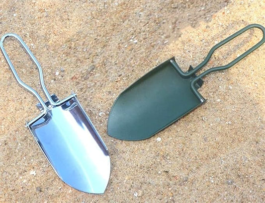 Toasis Garden Trowel Mini Outdoor Foldable Hand Shovel (Olive & Silver-2pcs)