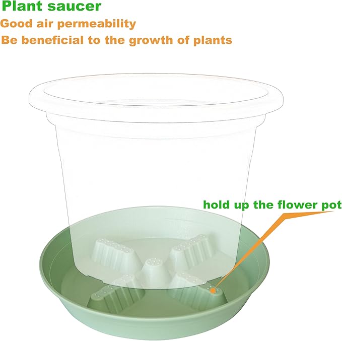 4 Pack Plant Saucer 8 inch, 10 12 14 17 inch, Plant Stand Plastic Plant Saucers for Indoors Outdoor, Heavy Duty Flower Planter Drip Trays for Pots, Pot Saucers for Plants, Grow Bags Saucers