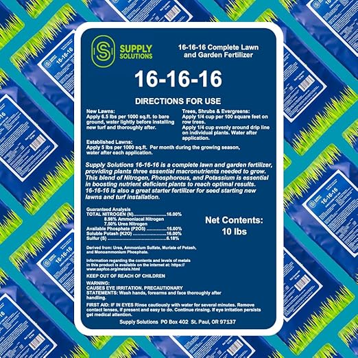 16-16-16 Complete Lawn & Garden All Purpose Granular Fertilizer - The Ultimate Plant Food for Lush Greenery & Vibrant Blooms - for All Plants, Vegetables, Fruits, and Berries - 10lbs