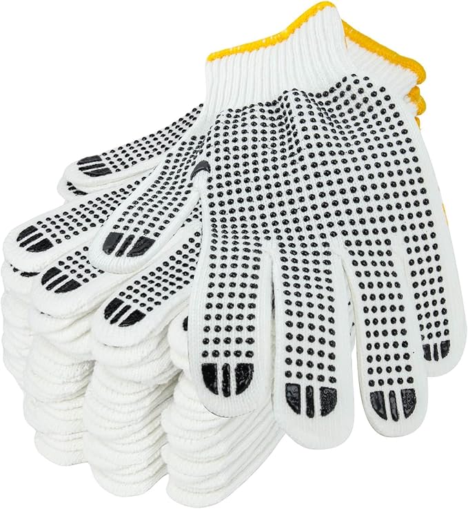Unisex white cotton polyester knitted safety gloves,suitable for gardening,warehouse,cooking work-12/36/240 pairs
